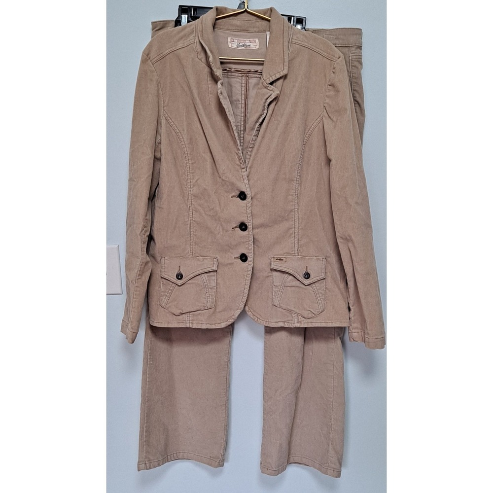 Levis Strauss Signature Tan Corduroy‎ Button Blazer Jacket & Pants Set Sz XL/14